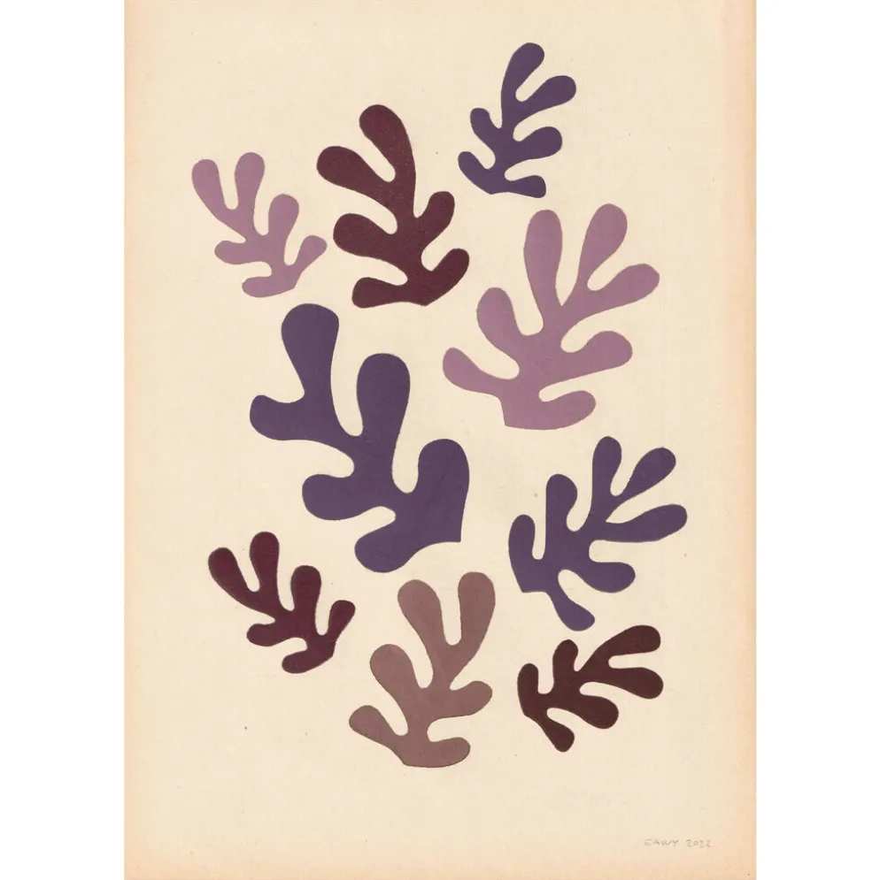 Collage sur papier ancien d'inspiration Matisse signé Eawy