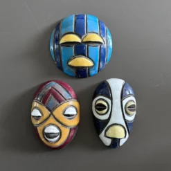 Collection de 3 masques africains en céramique