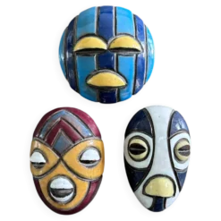 Collection de 3 masques africains en céramique