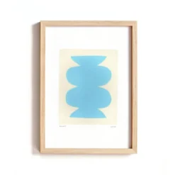 Collection de 4 peintures abstraites bleu ciel signées Eawy