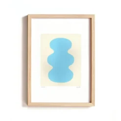Collection de 4 peintures abstraites bleu ciel signées Eawy