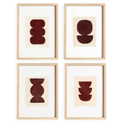Collection de 4 peintures abstraites sur papier col.marron signées Eawy