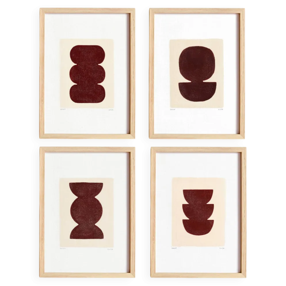 Collection de 4 peintures abstraites sur papier col.marron signées Eawy