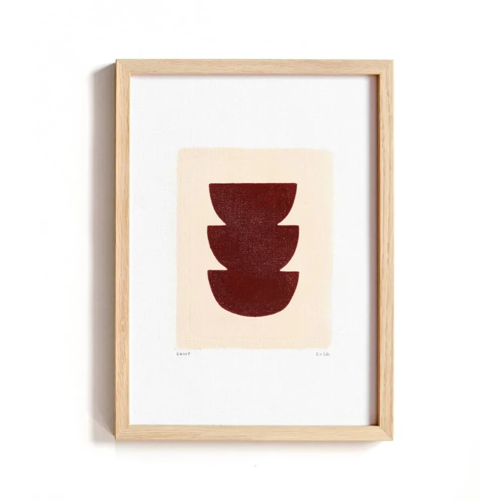 Collection de 4 peintures abstraites sur papier col.marron signées Eawy