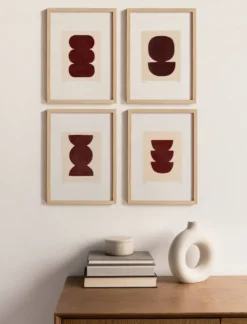 Collection de 4 peintures abstraites sur papier col.marron signées Eawy