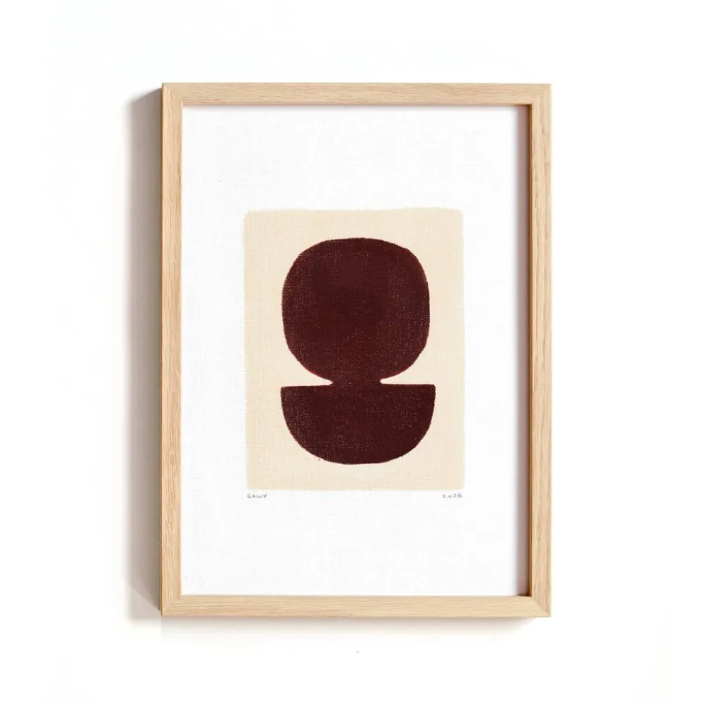 Collection de 4 peintures abstraites sur papier col.marron signées Eawy