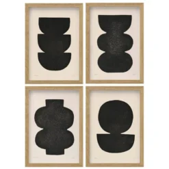 Collection de 4 peintures abstraites noires signées Eawy
