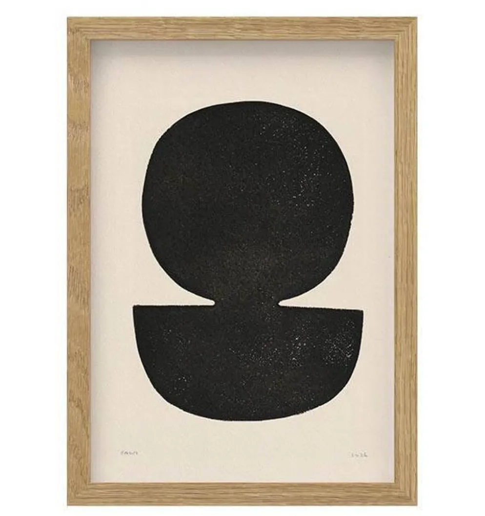 Collection de 4 peintures abstraites noires signées Eawy
