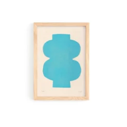 Collection de 4 peintures abstraites col. bleu clair signées Eawy