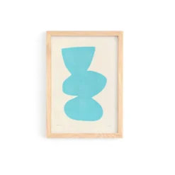 Collection de 4 peintures abstraites col. bleu clair signées Eawy