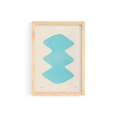 Collection de 4 peintures abstraites col. bleu clair signées Eawy