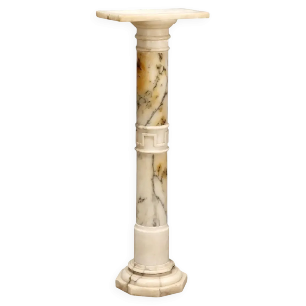 Colonne ancienne en albâtre à décorations géométriques XIXe siècle