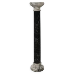 Colonne antique en marbre noir et blanc, Italie fin du 19ème siècle