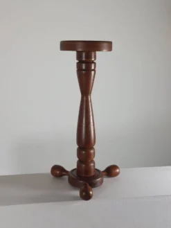 Colonne de support à fleurs vintage en bois tourné