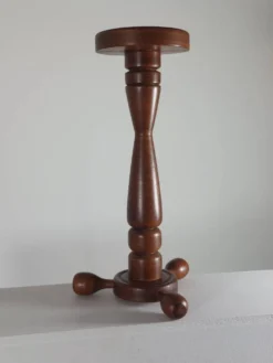 Colonne de support à fleurs vintage en bois tourné