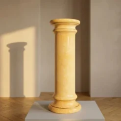 Colonne en céramique émaillée vintage, support d'exposition effet marbre et onyx, 20e siècle
