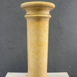 Colonne en céramique émaillée vintage, support d'exposition effet marbre et onyx, 20e siècle