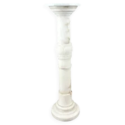 Colonne En Marbre Blanc Sculpté, Milieu Du XXe Siècle