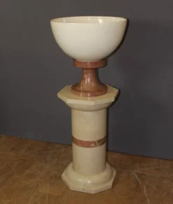 Colonne et sa vasque en marbre et céramique vers 1980