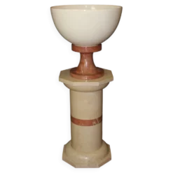 Colonne et sa vasque en marbre et céramique vers 1980