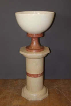 Colonne et sa vasque en marbre et céramique vers 1980