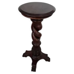 Colonne élégante porte-plantes/bustes en acajou – Vintage années 60