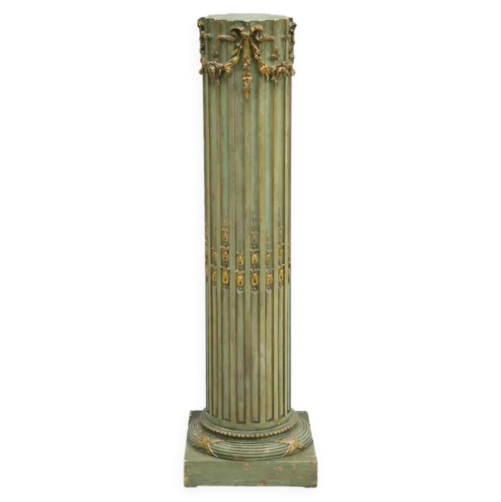 Colonne piédestal style Louis XVI vert olive