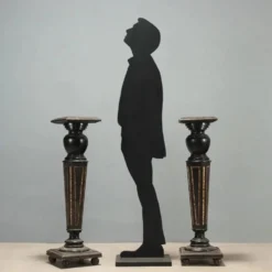 Colonnes anciennes en bois ébonisé et nacre, XIXe siècle