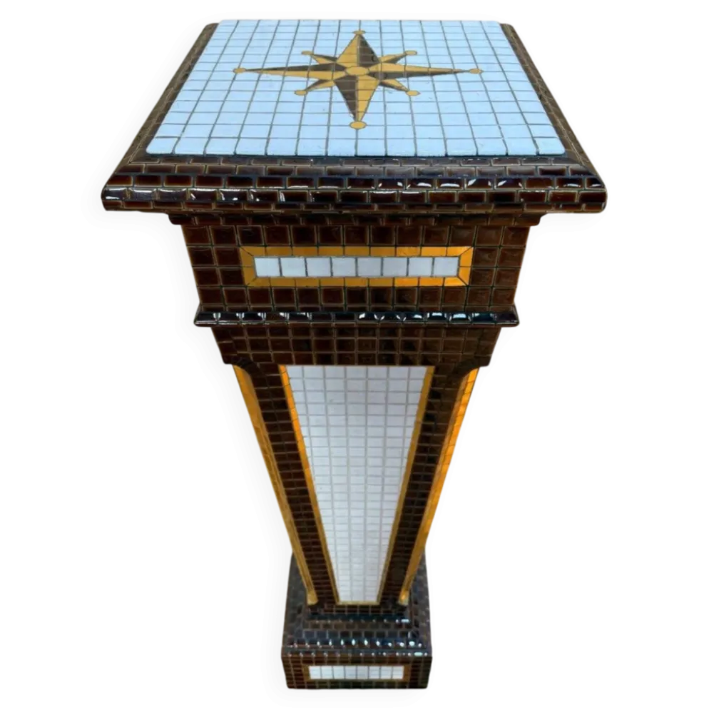 Colonne - Sellette - Gaine Art Déco – Faïence émaillée mosaïque – Années 19