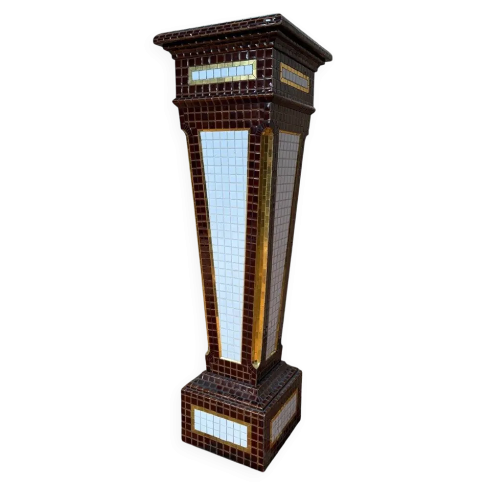 Colonne - Sellette - Gaine Art Déco – Faïence émaillée mosaïque – Années 19