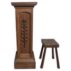 colonne / sellette Piédestal chêne massif 112 cm