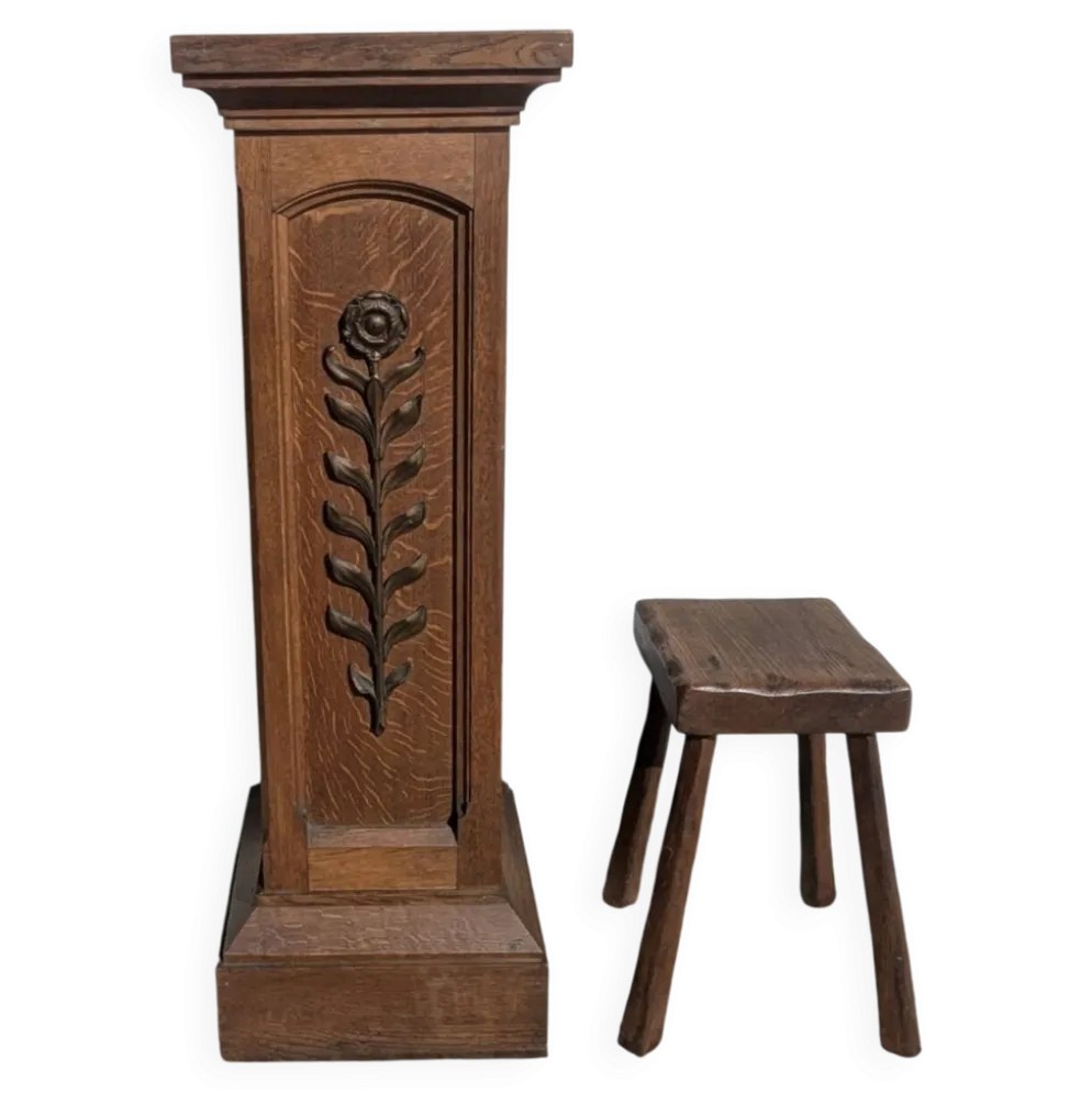 colonne / sellette Piédestal chêne massif 112 cm