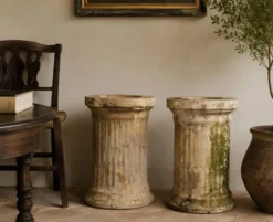 Colonnes en terre cuite antiques pour jardinières, années 1950-1960
