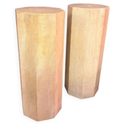 Colonnes / piédestaux en travertin vintage, années 1970, Italie