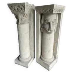 Colonnes sculpturales en plâtre par Walter De Buck (lot de 2)