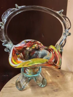 Corbeille en verre soufflé style Murano, Pologne 1970