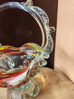 Corbeille en verre soufflé style Murano, Pologne 1970