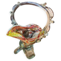 Corbeille en verre soufflé style Murano, Pologne 1970