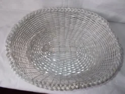 Corbeille à pain de table en métal argenté