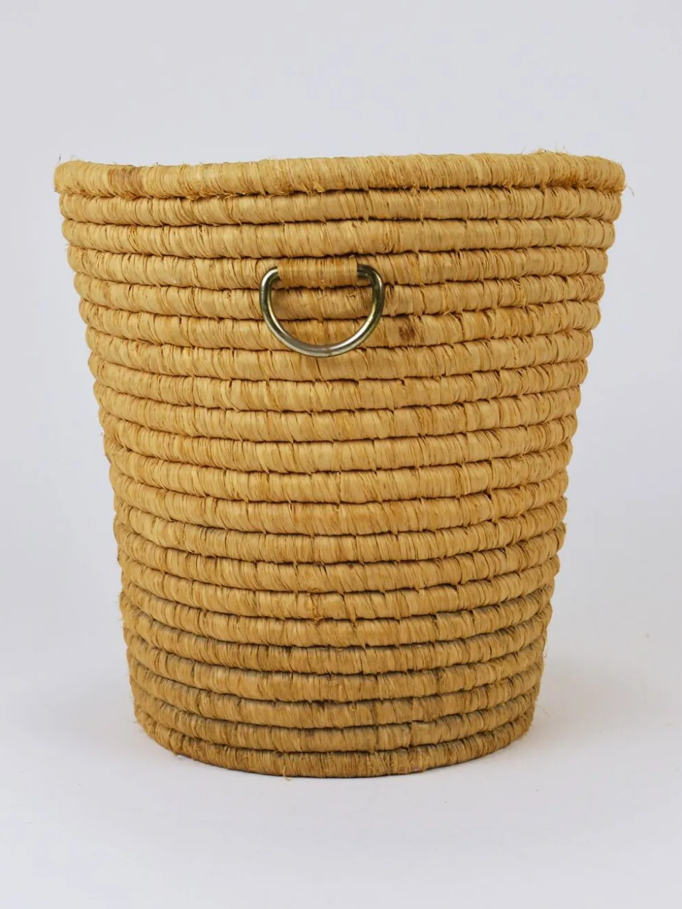 Corbeille à papier Carl Auböck II en raphia et laiton, porte-parapluie, années 1950