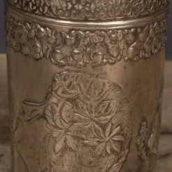 Corbeille à papier en argent plaqué Art Déco antique vers 1920