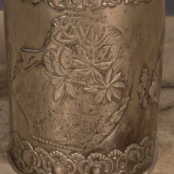 Corbeille à papier en argent plaqué Art Déco antique vers 1920