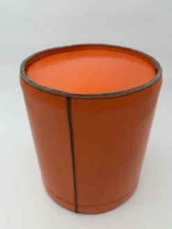 Corbeille à Papier en Cuir Orange Façon Sellier, dans le Goût d'Hermès, Ann