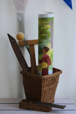 Corbeille à papier en osier