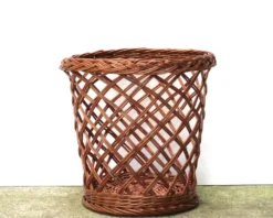 Corbeille à papier en osier, années 70