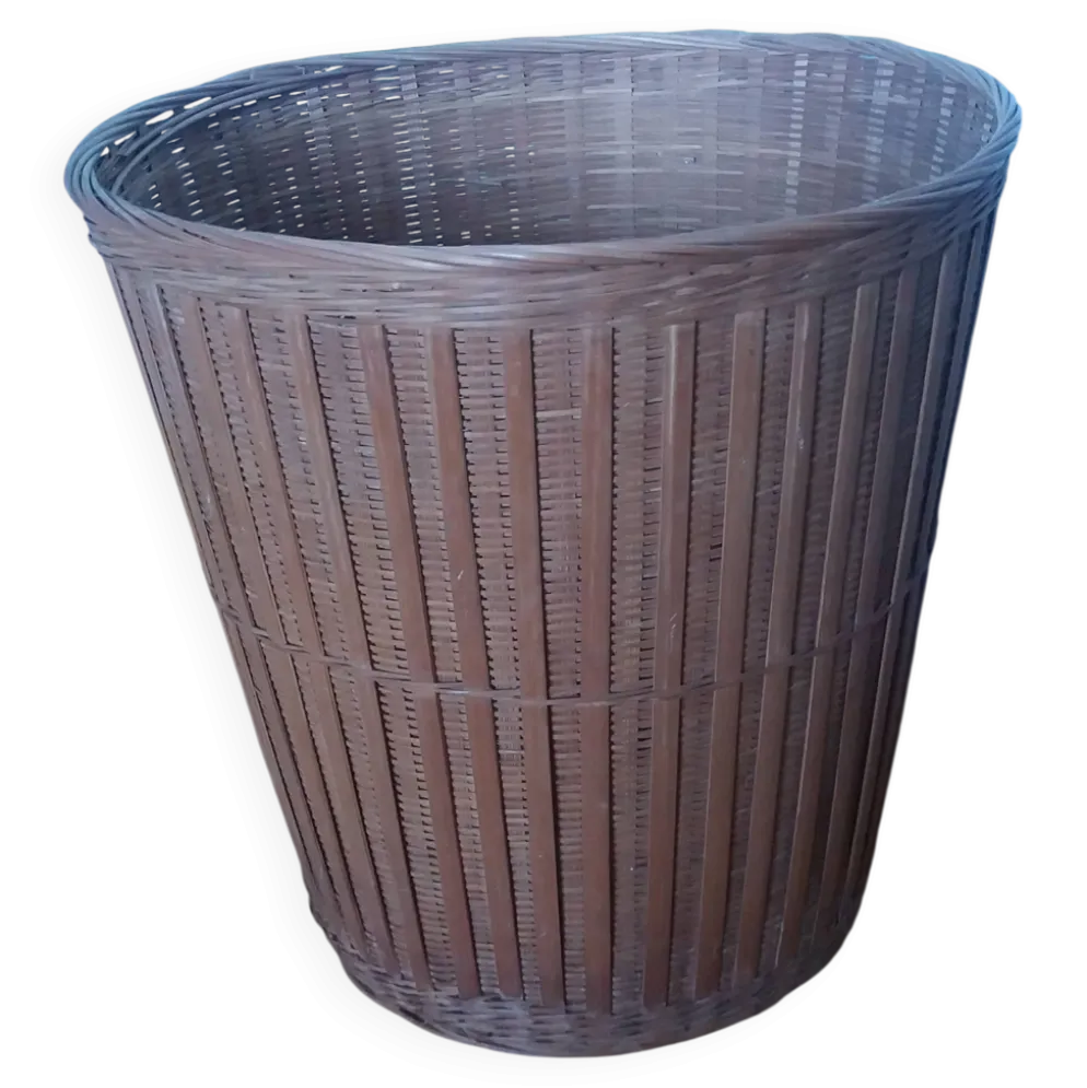 Corbeille à papier en rotin osier, panier ou cache pot