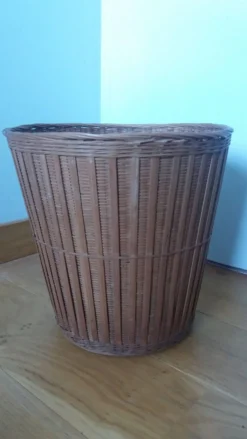 Corbeille à papier en rotin osier, panier ou cache pot