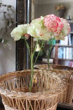 Corbeille à papier, plante vintage en osier