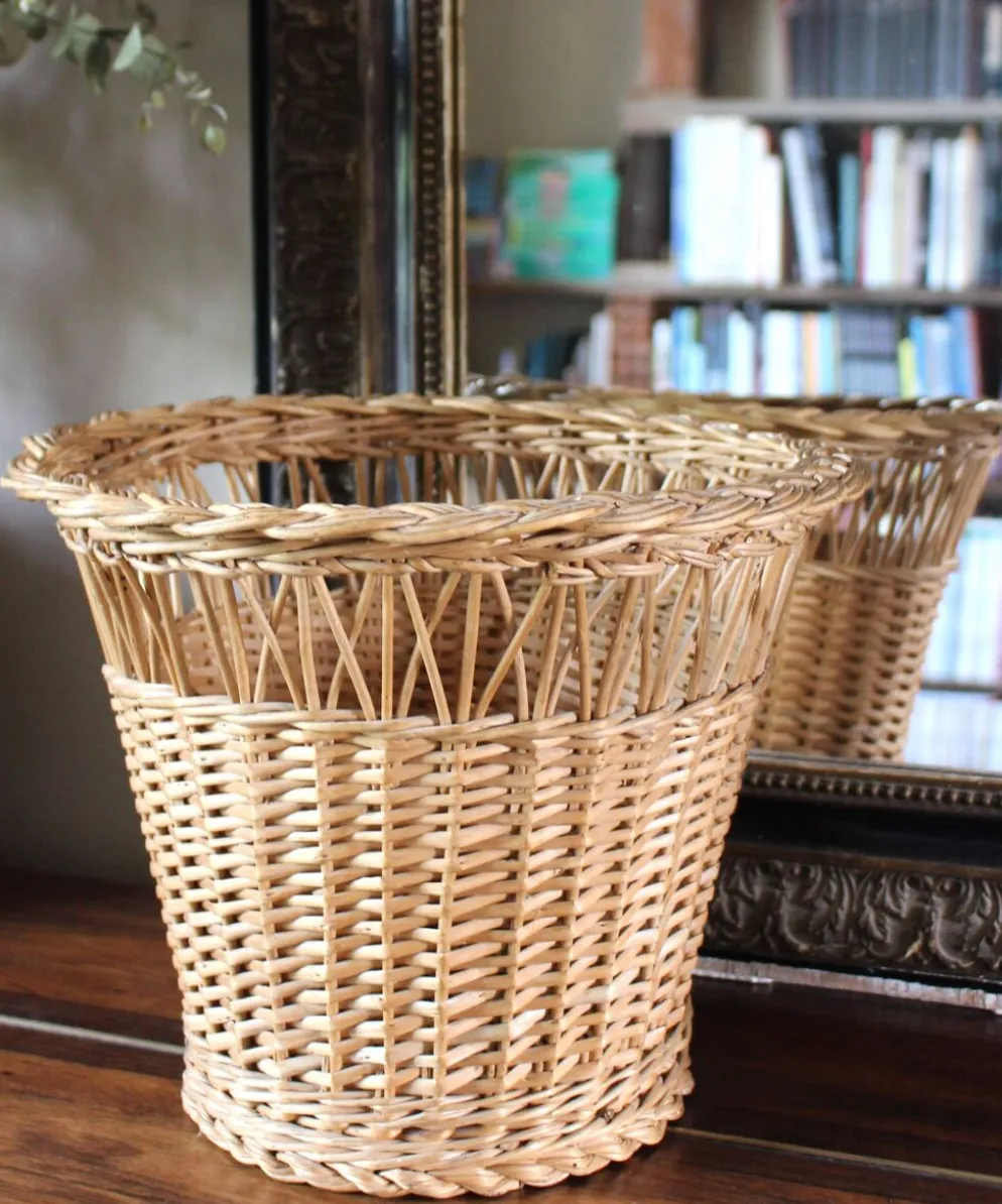 Corbeille à papier, plante vintage en osier