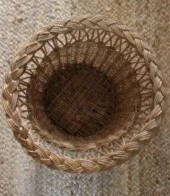 Corbeille à papier, plante vintage en osier